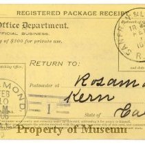 USPS Registered Package Receipt Bill Form No. 1556