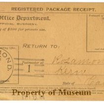 USPS Registered Package Receipt Bill Form No. 1556