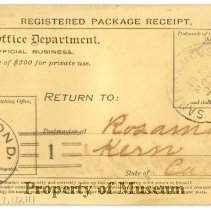 USPS Registered Package Receipt Bill Form No. 1556