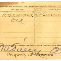 USPS Registered Package Receipt Bill Form No. 1556