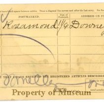 USPS Registered Package Receipt Bill Form No. 1556