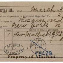 USPS Registry Bill Form No. 1550