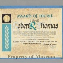 Award of Merit-Valley Forge Classroom Teachers Medal Frm Freedom Foundation