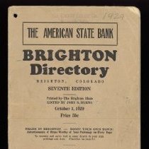 Brighton, Colorado City Directory1929