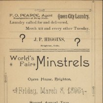 World's Fair Minstrels Program