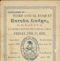 Eureka Lodge Banquet Dance Card