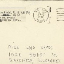 Pvt. Walter Riedel Letter