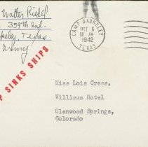 Walter Riedel Letter Camp Berkeley