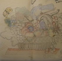 #218 Basket of Fruit With Bird and Butterfly Above