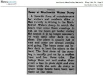 Three news clippings about bear watching at the town dump.
1954-1962