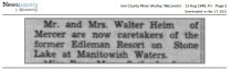 Former Edleman's Resort property on Stone Lake has new caretakers.
8/13/1948
