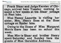 Frank, Minnie, Henry Staar and Judge Kersten at cottage 1910