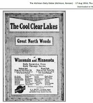1916 ad for ease of rail travel to the Northwoods