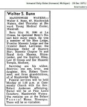 1973 obituary for Walter  Bunn