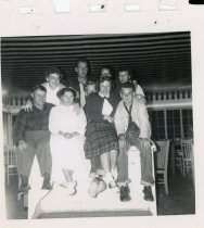 Smith family visiting Jeannette at Oval Bar & Cafe