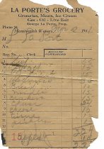1941 LaPorte's Grocery charge slip