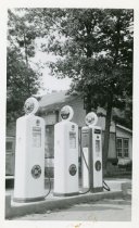 ca 1946 gas pumps at LaPorte's store