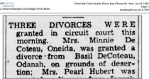 1939 Bazil and Minnie DeCoteau officially divorce