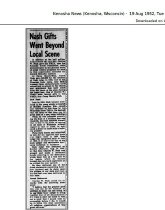 1952 article about Nash's'philanthropy