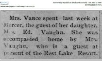 1898 Vances are operating Rest Lake Resort