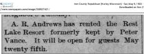 1903 Andrews rents Rest Lake Resort