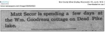 1916 clipping- William Goodreau's cottage