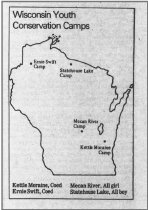 1982 map of operating YCC camps in WI