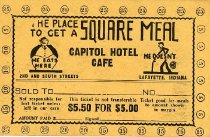 Meal ticket for Capitol Hotel Cafe