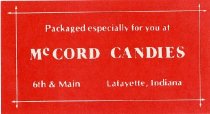 McCord Candies package label
