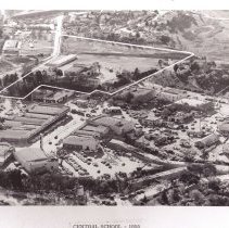 WC Buildings, WC Schools, WC Businesses, Walnut Creek Grammar School, Central School, Lucky, Good Year, Capwell's, Aerial