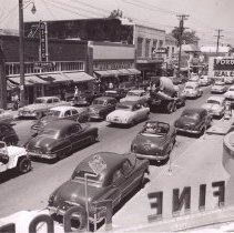 Street Views, Main St., Mt. Diablo Blvd., Bi-Rite Stores, Ben Franklin, Burns Furniture & Appliances, Fred Schroder Insurance Broker, Family Liquors Store, The Camera Shop, Pacific Agenices Insurance, Arthur's, Forbrag Real Estate
