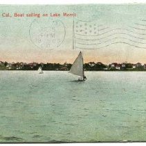 Oakland, California, Boat Sailing on Lake Merrit, Postcard