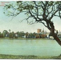 A view of the city across Lake Merrit, Oakland, California, Postcard