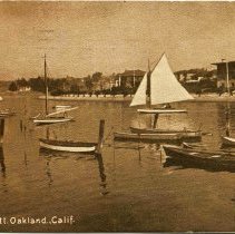 Boats on Lake Merritt, Oakland, California, Postcard