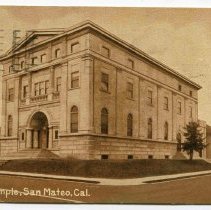 Masonic Temple, San Mateo, California, Postcard