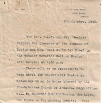 The Rev. J.A.T. and Mrs. Beattie request the pleasure of the company of Doctor and Mrs. Hart