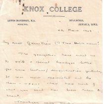 Thank You Letter From Lewis Davidson to Gwenllian Hart