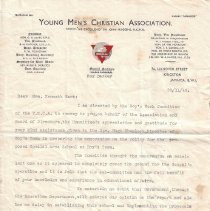 Thank You Letter to Mrs. Gwenllian Hart friom the Young Men's Christian Association
