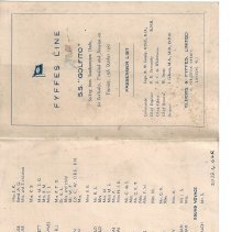 Fyffes Line. S.S. Golfito:  Passenger List