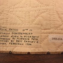 Label on back of quilt