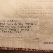 Label on back of quilt