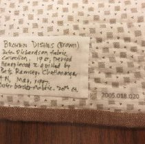 Label on back of quilt