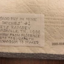 Label on back of quilt