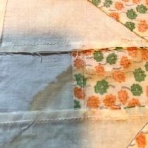 Churn Dash White On Orange And Green Floral E