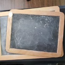 Two non-vintage table top chalk board tablets