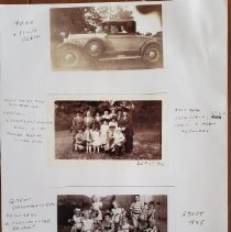 Three photos one page-Fred and Tillie Witterstaetter in a car, people in a