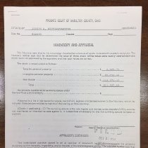 Cover page of inventory of Joseph Witterstaetter estate at 468 Anderson Fer