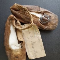 Small child's leather shoes with buckle, circa 1876-Mayhew-Fearnley Collect