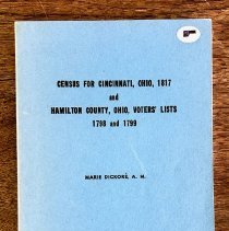 BOOK-1817 Census of Cincinnati and 1798 Voter List of Hamilton County-cover