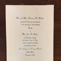 Invitation to wedding of Betty Wolfer to Leo Baker-1950